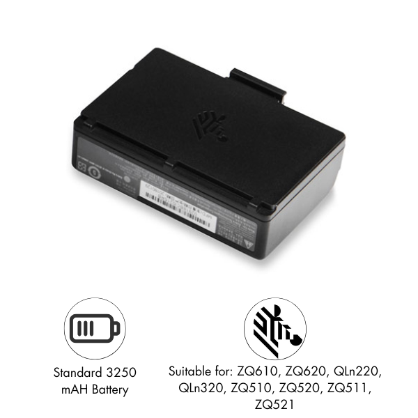 Spare Smart 3250 mAH Battery - ZQ610, ZQ620, QLn220, QLn320, ZQ510, ZQ520, ZQ511, ZQ521 (BTRY-MPP-34MA1-01)